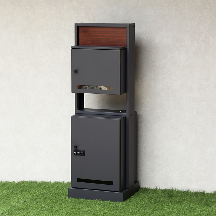 MOJYU 門柱型宅配ボックス付ポスト Milo PBX-135 ダークグレー