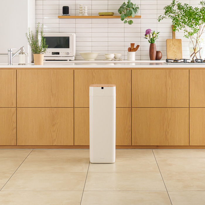 QUADS ゴミ箱 30L ELBIN エルビン 全自動スマートゴミ箱 センサー 自動密封 QS558IV アイボリー×ナチュラルウッド