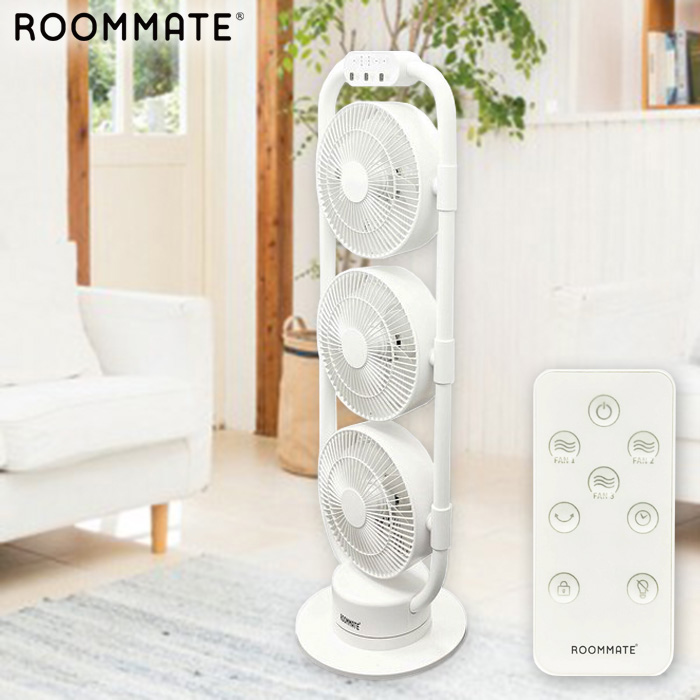 ROOMMATE 3連サーキュレーターファン RM-232H リモコン付き DCモーター ルームメイト ダイアモンドヘッド