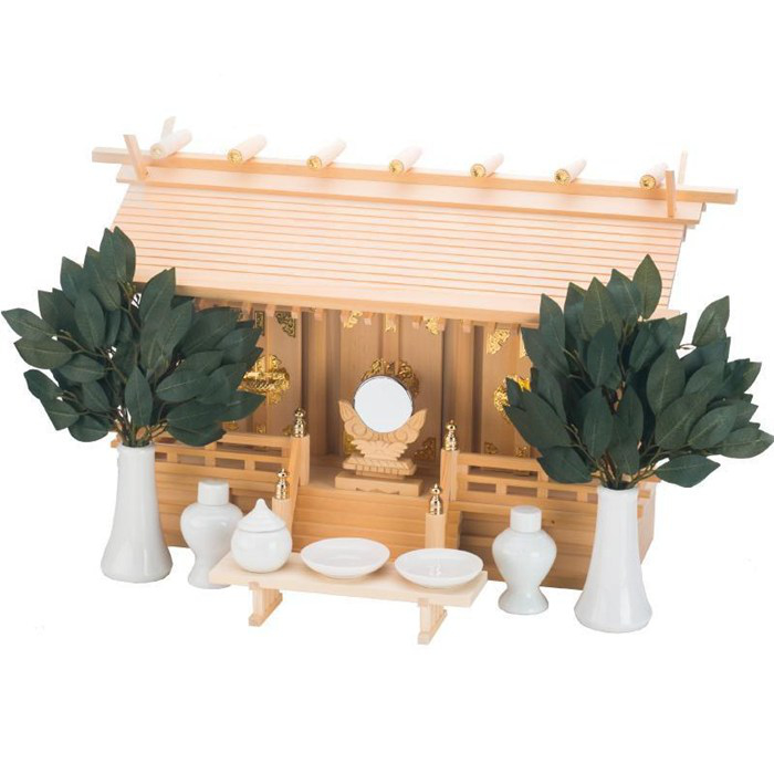 神棚の里 通し屋根三社 木曽桧 丸柱 神棚セット 神棚 S-4993896102483 静岡木工