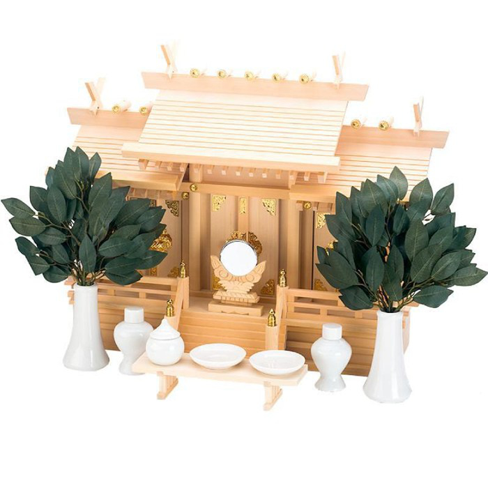 神棚の里 屋根違い三社 木曽桧 中 神棚セット 神棚 S-4993896102537 静岡木工