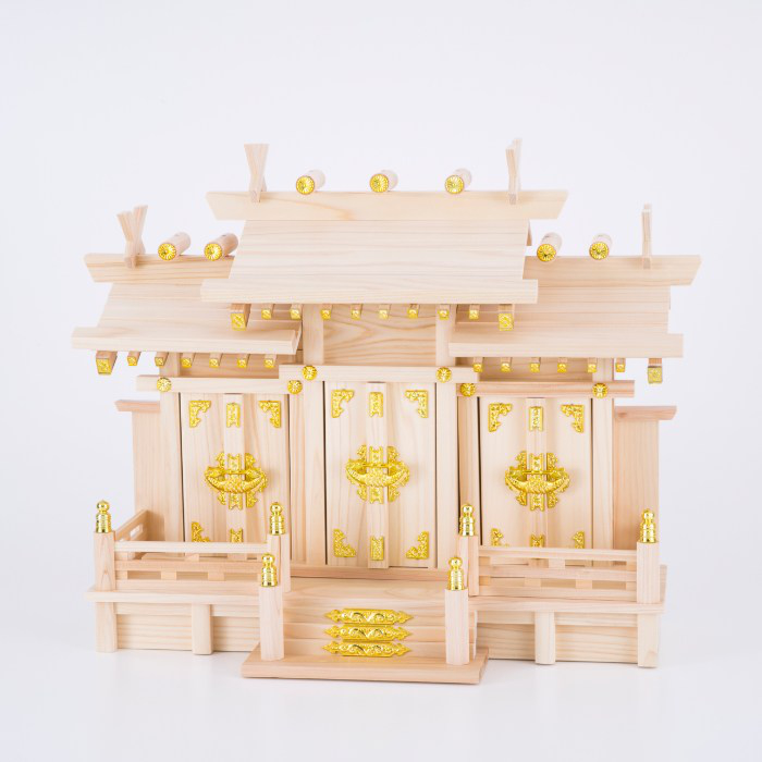神棚の里 屋根違い三社 桧 小 神棚 S-4993896901482 静岡木工