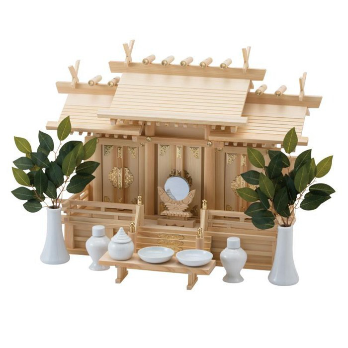 神棚の里 屋根違い三社 本金具 中 神棚セット 神棚 S-4993896903493 静岡木工