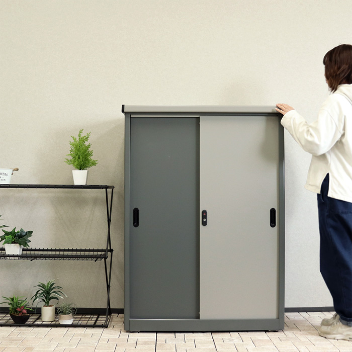 MOJYU 物置 Ave アーヴェ ラージ SED-006 ストレートグレー/パールグレー 鍵付き スライド扉 モジュ