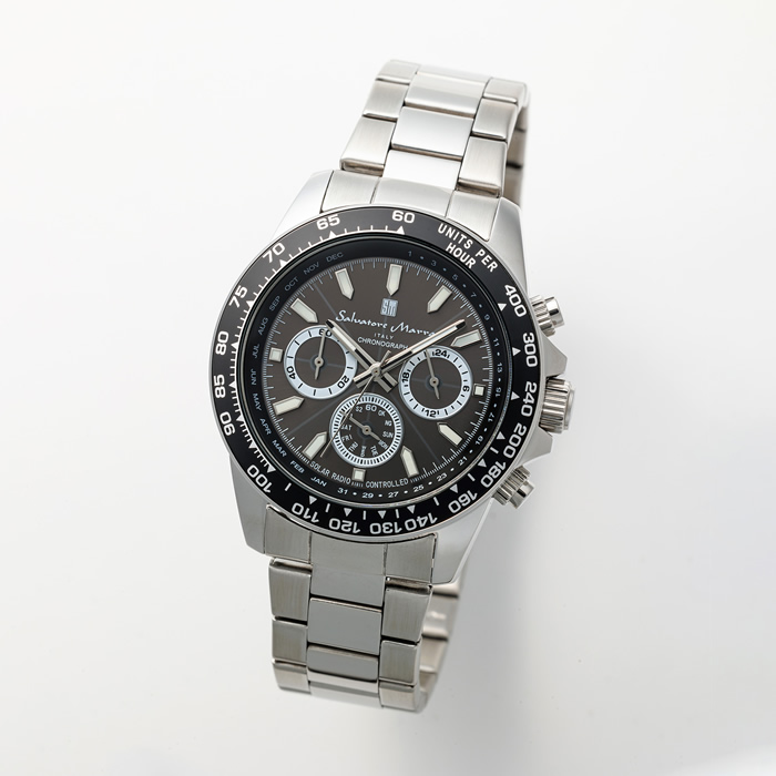 Salvatore Marra サルバトーレマーラ 腕時計 電波ソーラークロノグラフウォッチ SM24108-SSBK