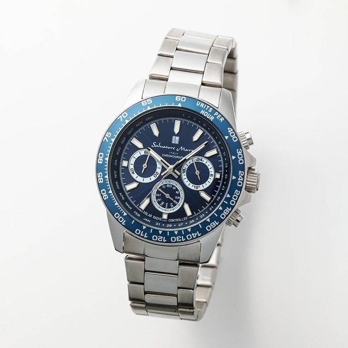 Salvatore Marra サルバトーレマーラ 腕時計 電波ソーラークロノグラフウォッチ SM24108-SSBL