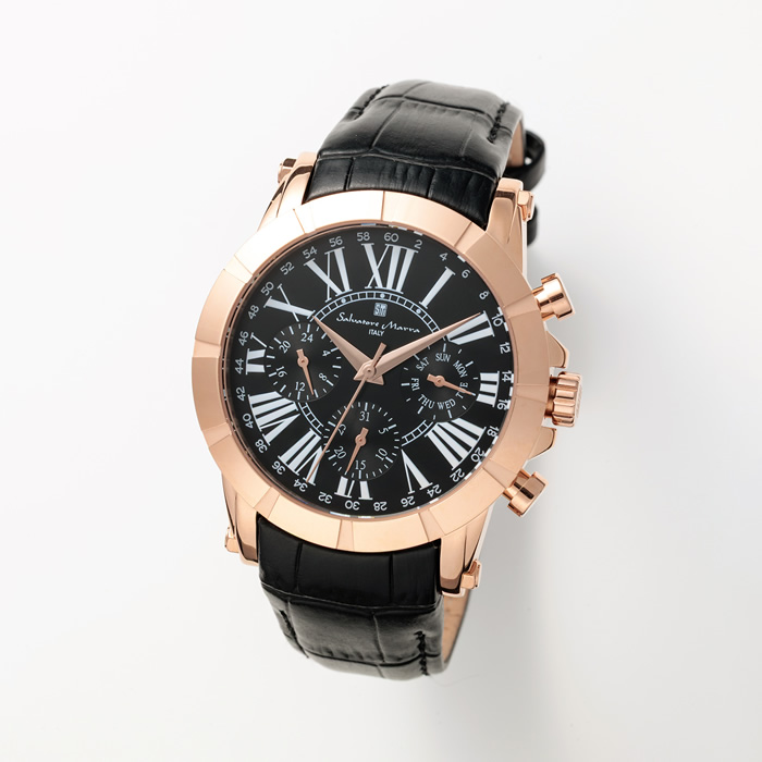 Salvatore Marra サルバトーレマーラ メンズ腕時計 マルチファンクションウォッチ SM25101-PGBK