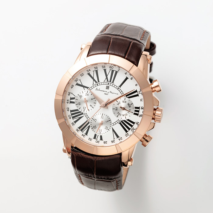 Salvatore Marra サルバトーレマーラ メンズ腕時計 マルチファンクションウォッチ SM25101-PGWH