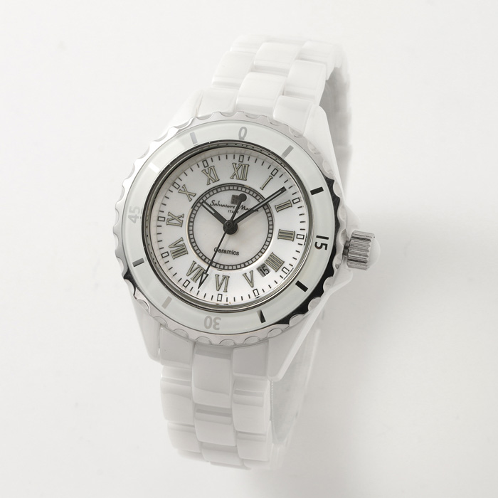 Salvatore Marra サルバトーレマーラ 腕時計 レディース セラミックウォッチ SM25151-WHR ホワイト ローマインデックス