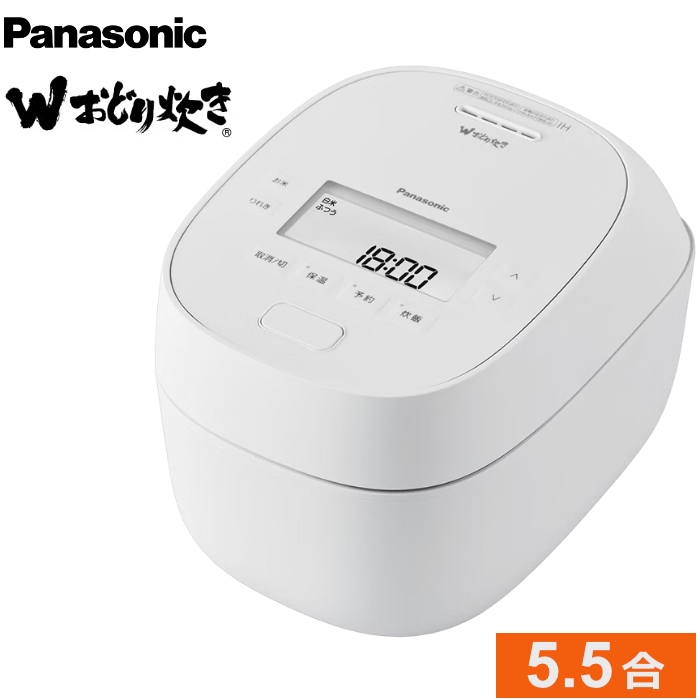 パナソニック 炊飯器 5.5合炊き Wおどり炊き 可変圧力IHジャー炊飯器 SR-N610E-W ホワイト Panasonic