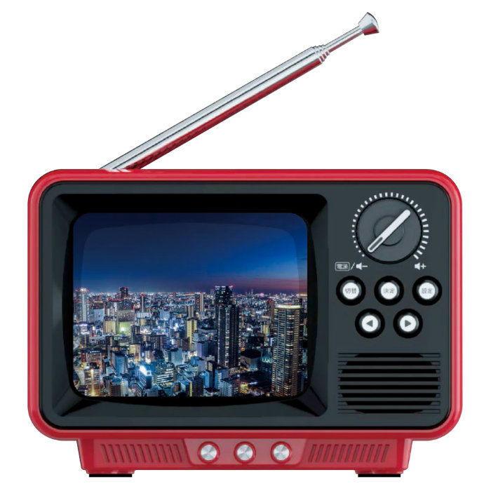 WINTECH 2.8インチ 液晶付きワンセグテレビ レトロデザイン TVR-RT1-RD レッド ポータブルワンセグテレビ