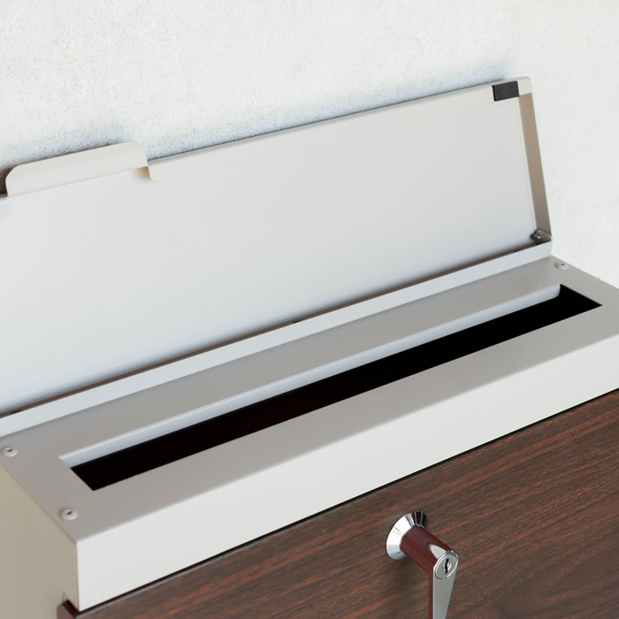 MOJYU 壁掛けポスト Cleo WM-127 ライトベージュ ブラウン木目