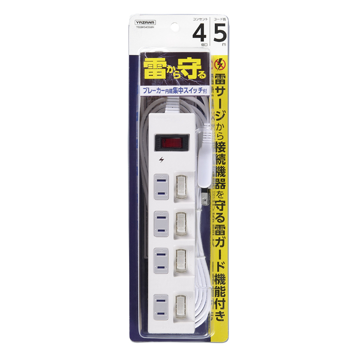 YAZAWA ヤザワ OAタップ 個別集中スイッチ付 節電タップ 4個口 5m 白 Y02BKS455WH ホワイト ヤザワコーポレーション