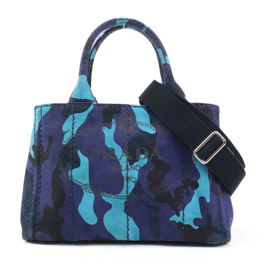PRADA プラダ カナパ ハンドバッグ ショルダーバッグ ネイビー/ブルー/ブラック 14066 レディース【中古】 e60360a
