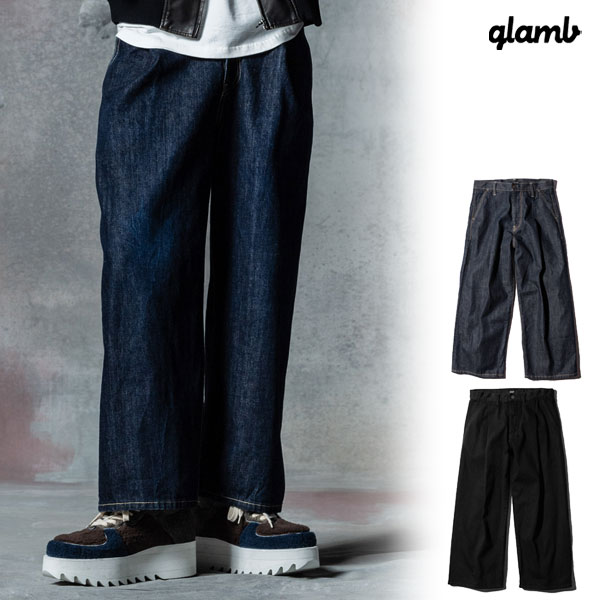glamb グラムデニムスタイルをドレスのエッセンスで再構築するFour Pocket Baggy Denim。フロント腰元に1タックを、バックポケットの上部にダーツを取ることでエレガントなバギーシル