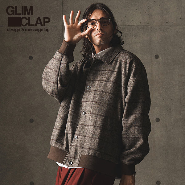 GLIMCLAP グリムクラップ■オーバーサイズシルエット、カバーオールデザインにリブを配したギミックデザインが特長です、秋冬らしいモノトーンベースのチェック柄生地を用いた落ち着いた感覚も兼ね備えたジ