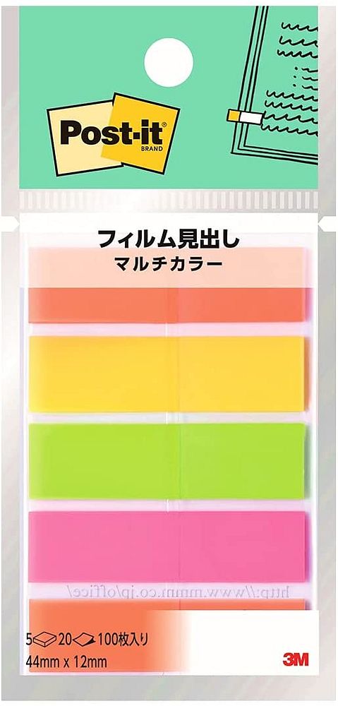 【特徴】ポストイット Color your story にフィルム製品が新登場。あなたの毎日を鮮やかに彩り、有意義なものに変えていく。丈夫で使いやすいフィルムタイプのふせん（付箋）。シーンや気分に合わ