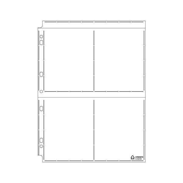 【商品説明】○逆さにしたり落としたりしても内容物が抜け落ちにくい、脱落防止フ付き○透明度抜群の替えリーフ○4ポケット○収納サイズ ヨコ106mm×タテ150mm○ハガキ100×148mmポストカード、