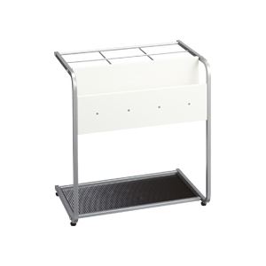 収納本数：長傘:約36本、折りたたみ傘:約9本 寸法：W450×D300×H500mm 重量：4.4kg 色：フレーム:シルバー、パネル:ホワイト 材質：本体:スチール(粉体塗装)、アジャスター:PE
