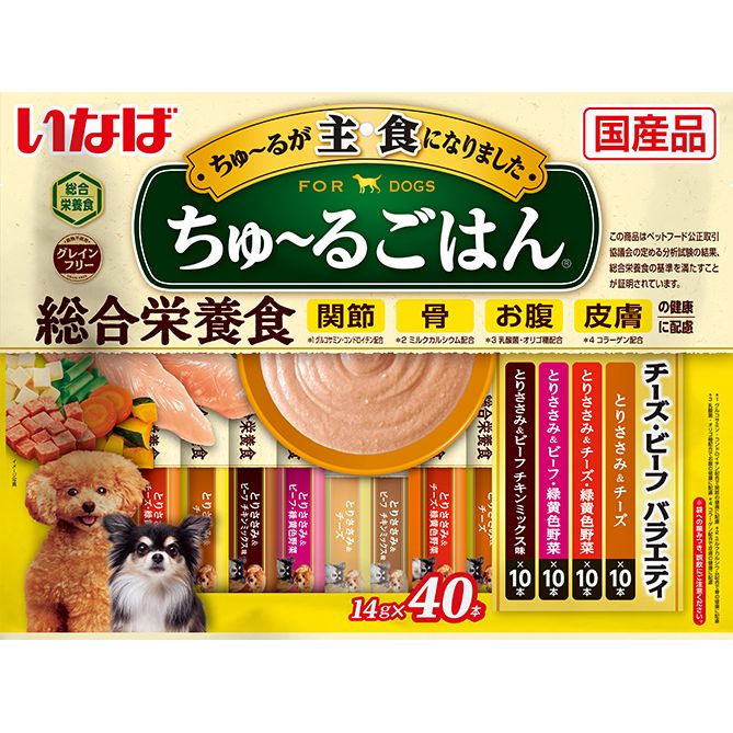 とろ〜り食べやすい液状ごはん！【エネルギー】【4種共通】約13kcal/本【給与方法】・ドライフードと併用する場合は本製品4本につきドライフードを約15g減らしてください。・本製品のみを与える場合は愛