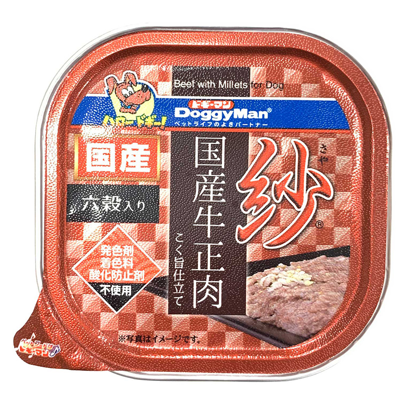 （まとめ買い）ドギーマン 紗 国産牛正肉 六穀入り 100g 犬用フード 〔×24〕