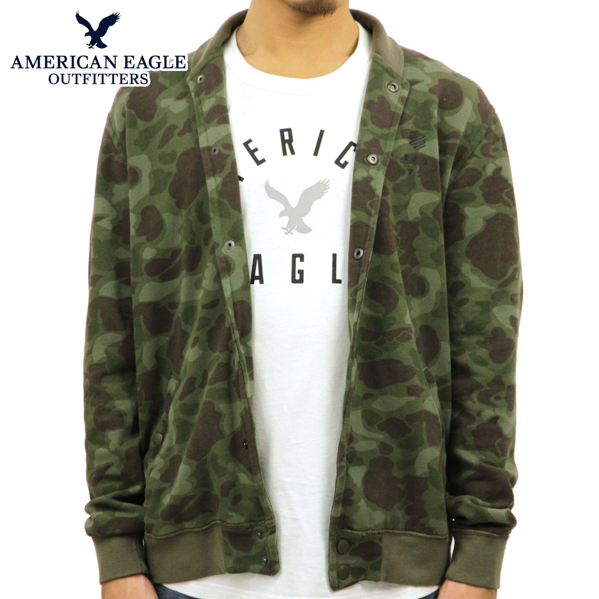 アメリカンイーグル スウェット メンズ 正規品 AMERICAN EAGLE アウター トレーナー ジャケット AE CAMO FLEECE クリスマス プレゼント