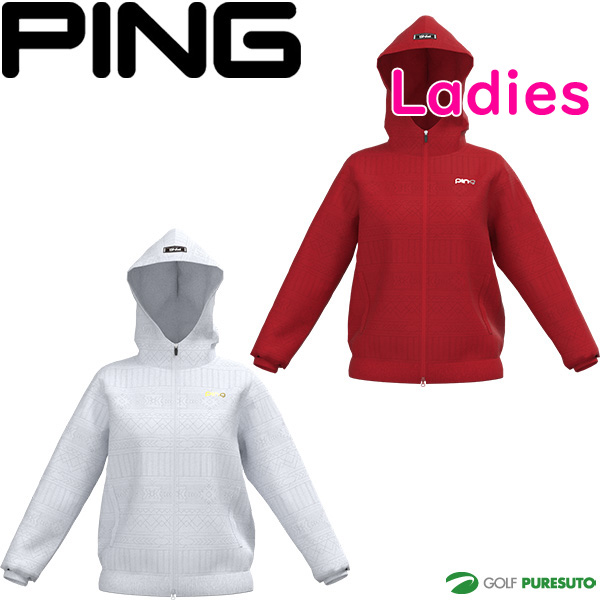 【商品説明】 レディースならではの小文字のカワイイpingロゴを胸元にポイントした、ネイティグ柄のキルティングフルジップフーディ。 吸水速乾性とストレッチ性の良い、適度にハリのある中肉厚のポリエステル