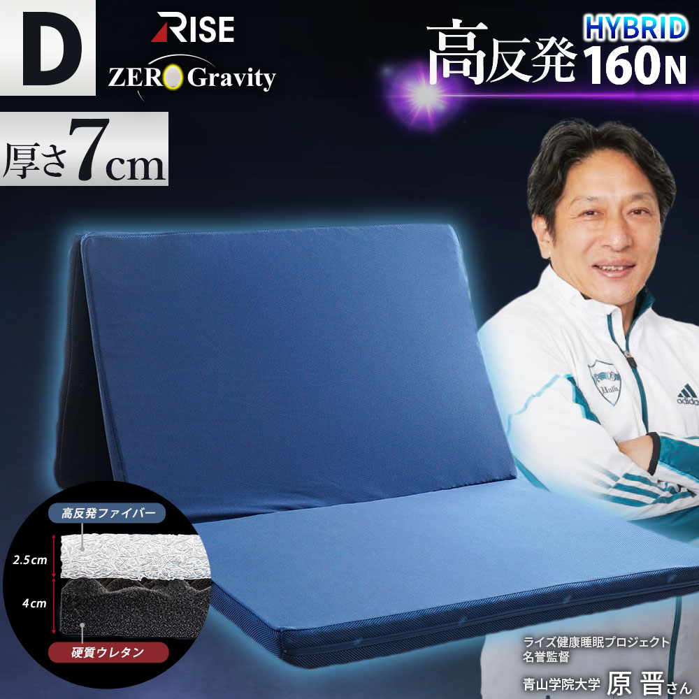 高反発 三つ折り マットレス ダブル 2層 ハイブリッド 体圧分散 腰痛 ライズ ゼログラビティ スリープマジック ウレタン 硬め 点で支える