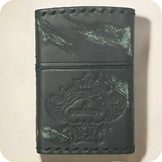 オロビアンコ ライター メンズ レディース Orobianco 真鍮、牛革（手縫い+ダメージ加工） ZIPPO 革巻き ORZ-001 GR ダメージグリーン 小