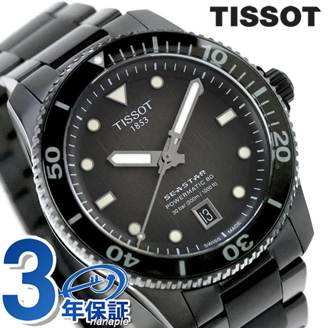 ティソ シースター 1000 自動巻き 腕時計 ブランド メンズ TISSOT T120.807.33.051.00 アナログ ブラック 黒 スイス製 おしゃれ 防水 プ