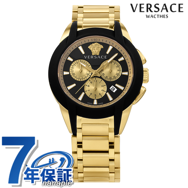 ヴェルサーチ CHARACTER CHRONO クォーツ 電池式 腕時計 ブランド メンズ クロノグラフ VERSACE VEM800524 アナログ ブラック ゴールド