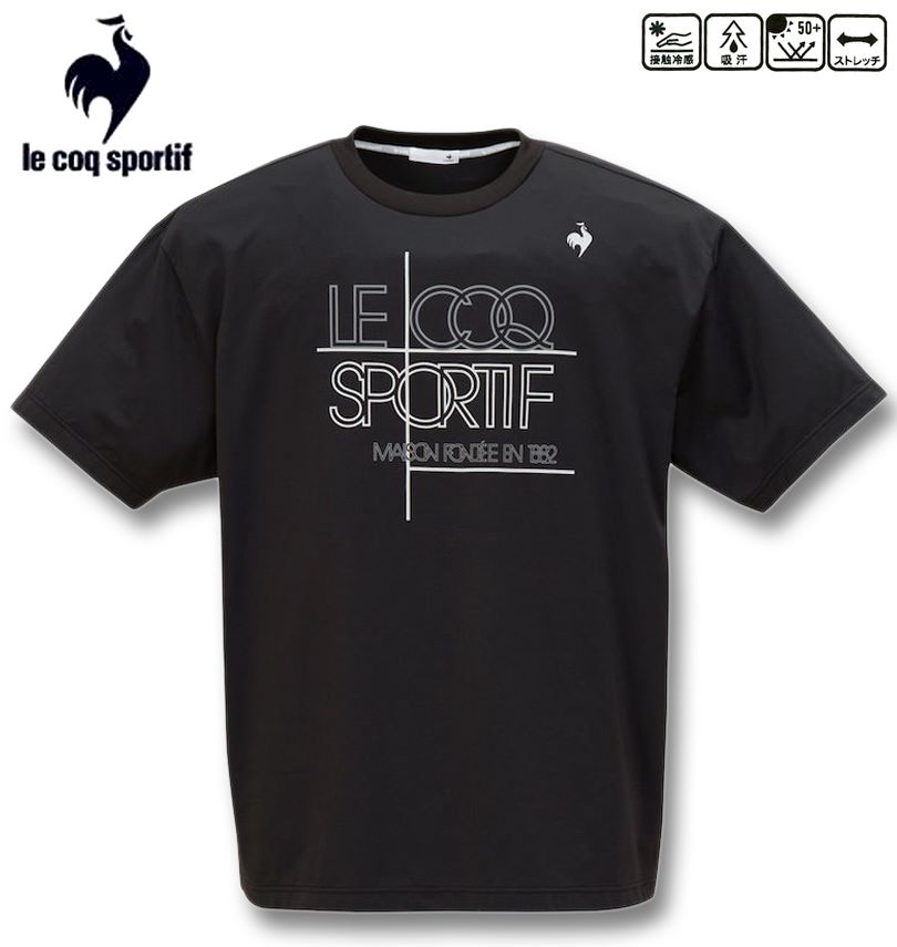 LE COQ SPORTIFの接触冷感ストレッチグラフィック半袖Tシャツです。 サイズ バスト 総丈 裾周り 肩幅 袖丈 アームホール 袖口 cm 3L 130 78 130 58 24 60 42 