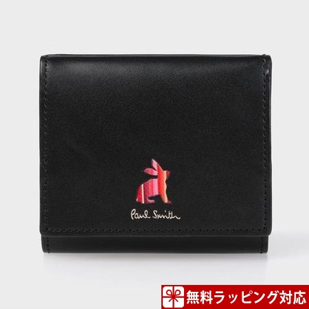 ポールスミス 財布 レディース 折財布 マーケトリーストライプラビット 2つ折り財布 ブラック Paul Smith