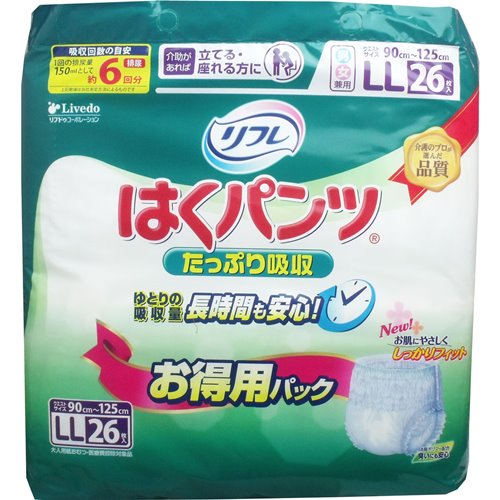 ■商品説明ゆとりの吸収量！長時間も安心！ゆったりソフトギャザー採用！お肌にやさしくしっかりフィット！やわらか柔軟仕上げでお肌にやさしい。横モレ防止ギャザーが足まわりにフィットし、尿をせき止めます。ブル
