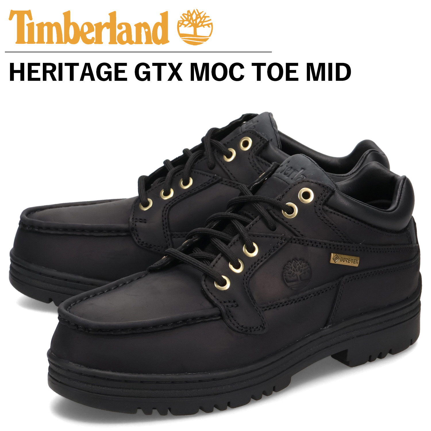ティンバーランド Timberland ブーツ ヘリテージ GTX モックトゥ ミッド メンズ 防水 ウォータープルーフ ブラック 黒 A2JU5-W02