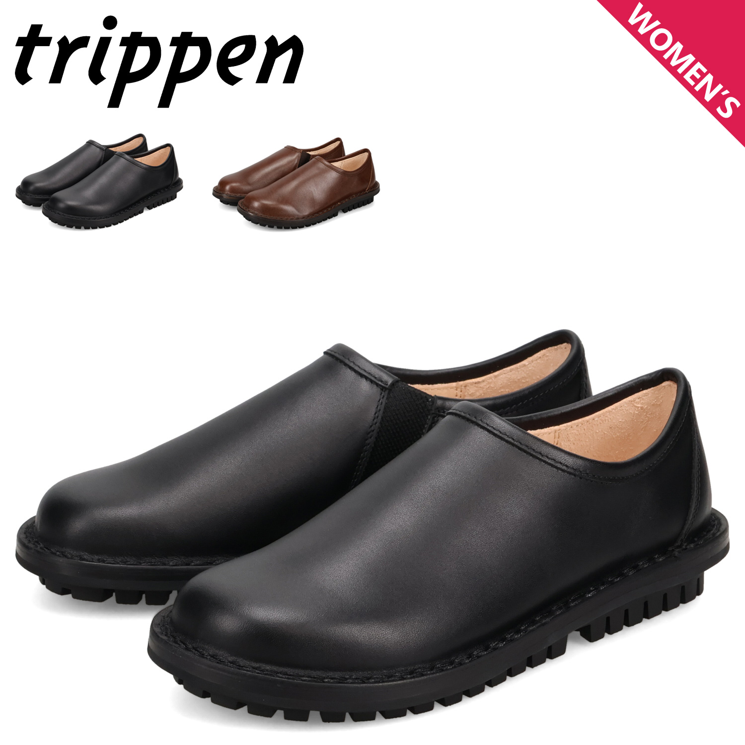 trippen トリッペン スリッポン レザーシューズ イェン レディース 本革 YEN-BOX252 ブラック ブラウン 黒 601-4738