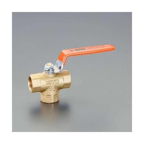 ED3330286 【個人宅配送不可】エスコ EA470BA-303 直送 代引不可 Rc 3／8" 三方ボールバルブ 竪形／真鍮製 EA470BA303