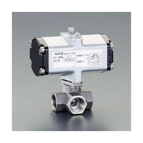 ED3330357 【個人宅配送不可】エスコ EA470BW-103 直送 代引不可 Rc 3／8" 空圧式三方ボールバルブ ステンレス製 EA470BW103