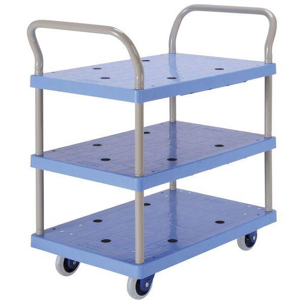 【商品説明】●サイズ：790×455×H865mm●材質/デッキ：ポリプロピレン、ハンドル：スチール（粉体塗装）●キャスター種類：固定2輪、自在2輪/100φ静音ノーカーボングレーゴム●自重：16.5