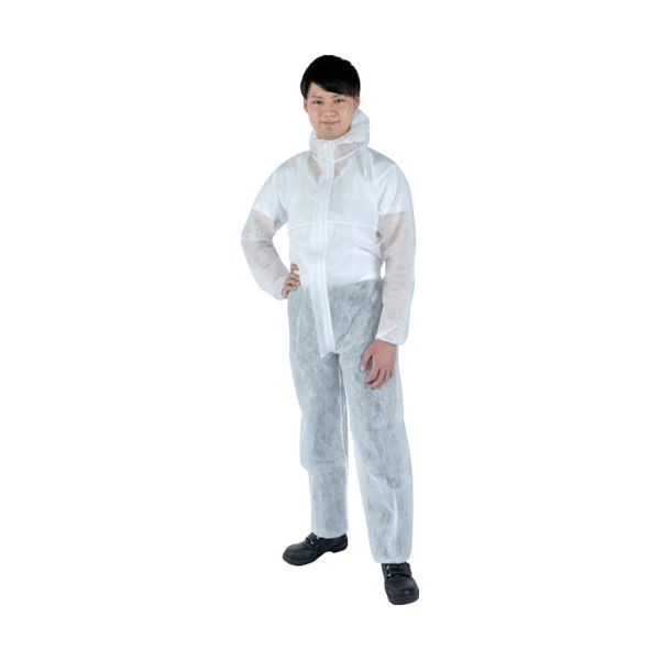 ED3944432 トラスコ TRUSCO TRV2ECO60-L ECO不織布使い捨て保護服 つなぎフード付きタイプ Lサイズ 目付60g コーティングなし TRV2E