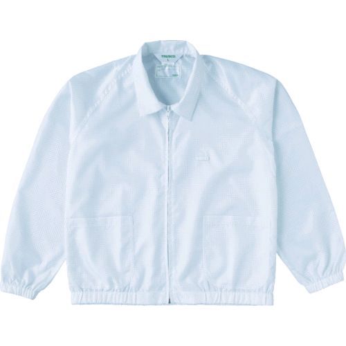 ED1561031 トラスコ中山 ＴＲＵＳＣＯ TCLGJWM 制電糸グリッド仕様ジャケット 衿付 ホワイト Ｍ