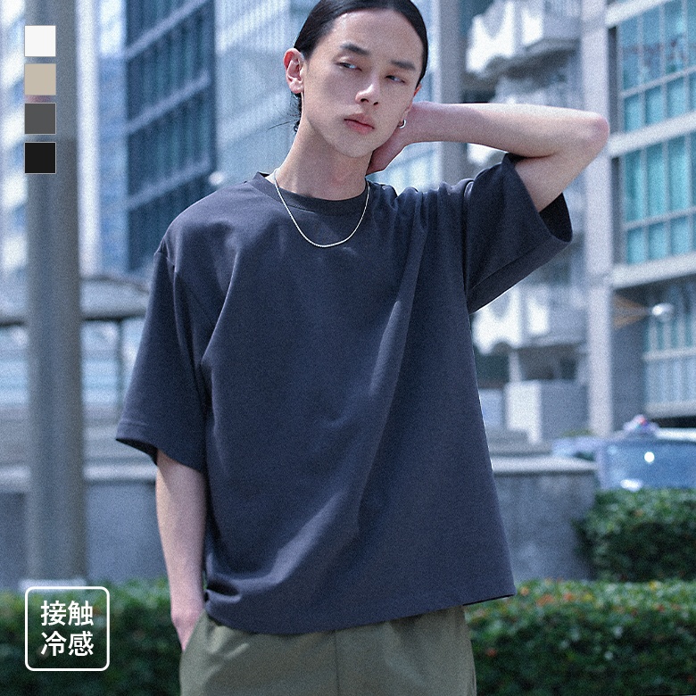 Tシャツ メンズ トップス カットソー 半袖 クルーネック プルオーバー 接触冷感 インナー オーバーサイズ ラフ 着回し 重ね着 レイヤード 夏 【MEN】 【TP】 ホワイト 白 オフホワイト シ