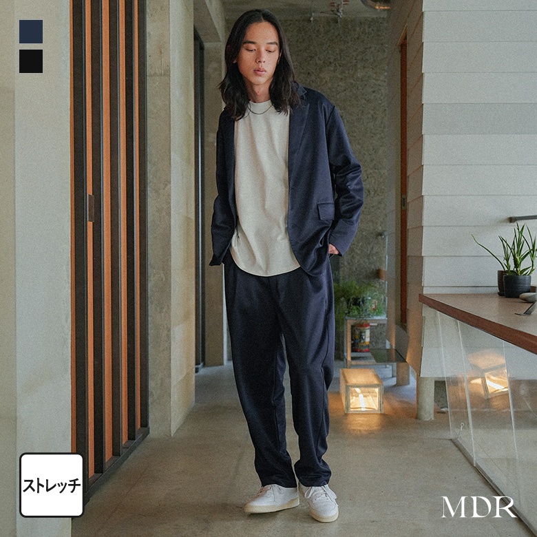 アウター メンズ ジャケット パンツ ライトアウター 長袖 長ズボン ストレッチ セットアップ 上下セット オシャレウォーカー 【MEN】 【TP】 羽織り ブルゾン ボトムス ロングパンツ ショート