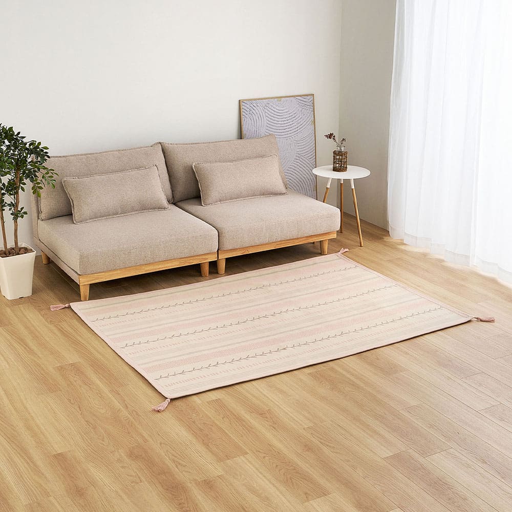 インド綿ラグ キラナ ピンク約130×185cm 【直送品】 返品・キャンセル・他商品と同時購入は不可
