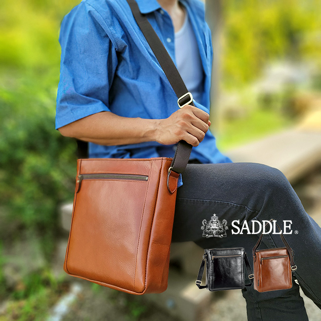 SADDLE 牛革 ショルダーバッグ メンズ ショルダー バッグ 斜め掛けバッグ 斜め掛け 鞄 斜めがけバッグ 男性 レザー 革 B5 コンパクト サイズ 荷物 大容量 通勤 普段使い 20代 30代