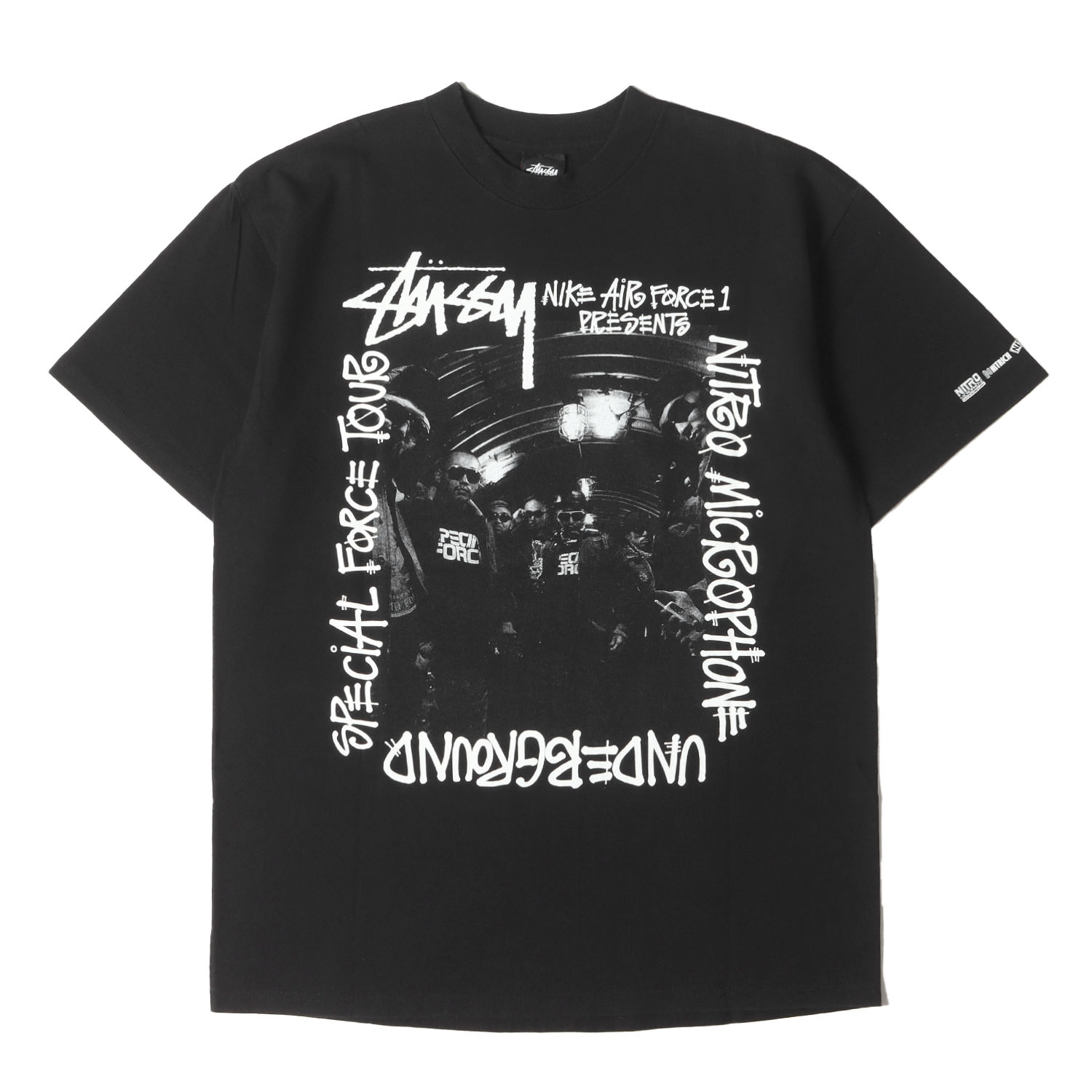 STUSSY ステューシー Tシャツ サイズ:M / 00s NITRO MICROPHONE UNDERGROUND SPECIAL FORCE TOUR クルーネック Tシャツ / ブラック 黒 /