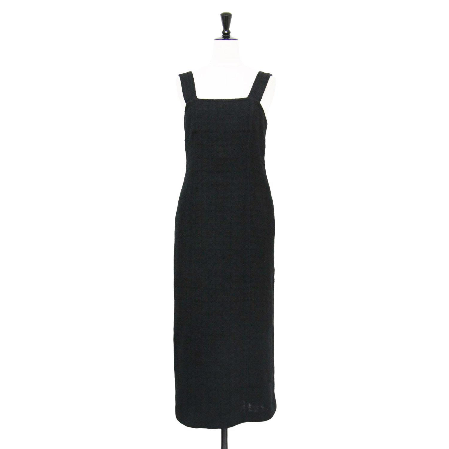 BABYLONE バビロン ワンピース ブラック 黒 サイズ:36(S) 22秋冬 ツイード ベアワンピース / ジャンパースカート ミモレ丈 ノースリ