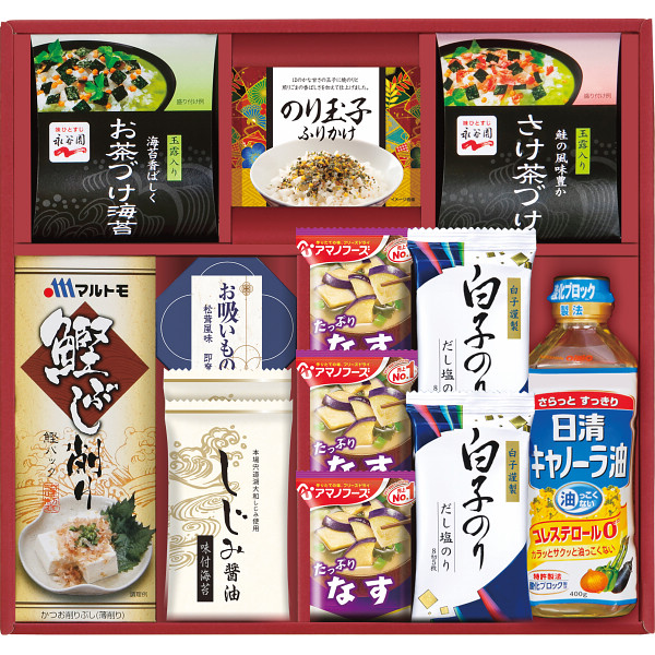 アマノフーズ＆永谷園 食卓セット BS-50H 24-7605-051食品 味噌汁 のり 海苔 かつおパック 油 調味料 料理 和風 詰め合わせ セット ギ