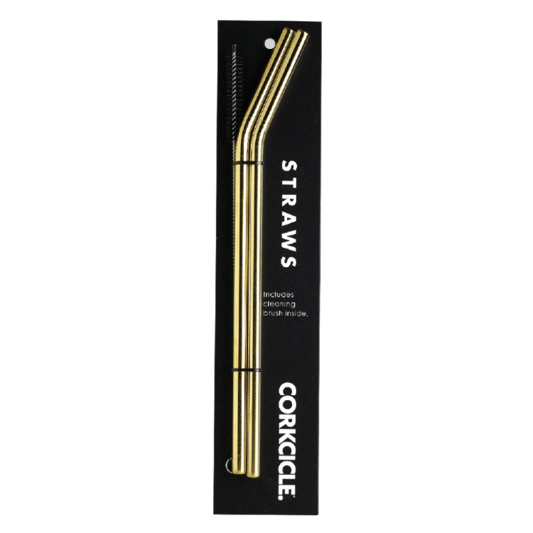 CORKCICLE ステンレスストロー2本セット ブラシ付き Gold 地球に優しいマイストローを持とう ■繰り返し使えてエコなストローが2本とお掃除に便利なブラシがセットになっています。 ■ステンレ