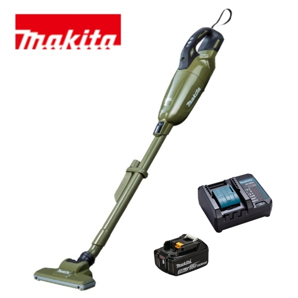 当店だけ！バッテリー充電器も1年保証! マキタ コードレス掃除機 18V カプセル式 オリーブ バッテリー コンパクト充電器 当店オリジナル